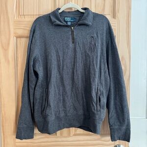 POLO RALPH LAUREN GRAY QUARTER ZIP CARDIGAN